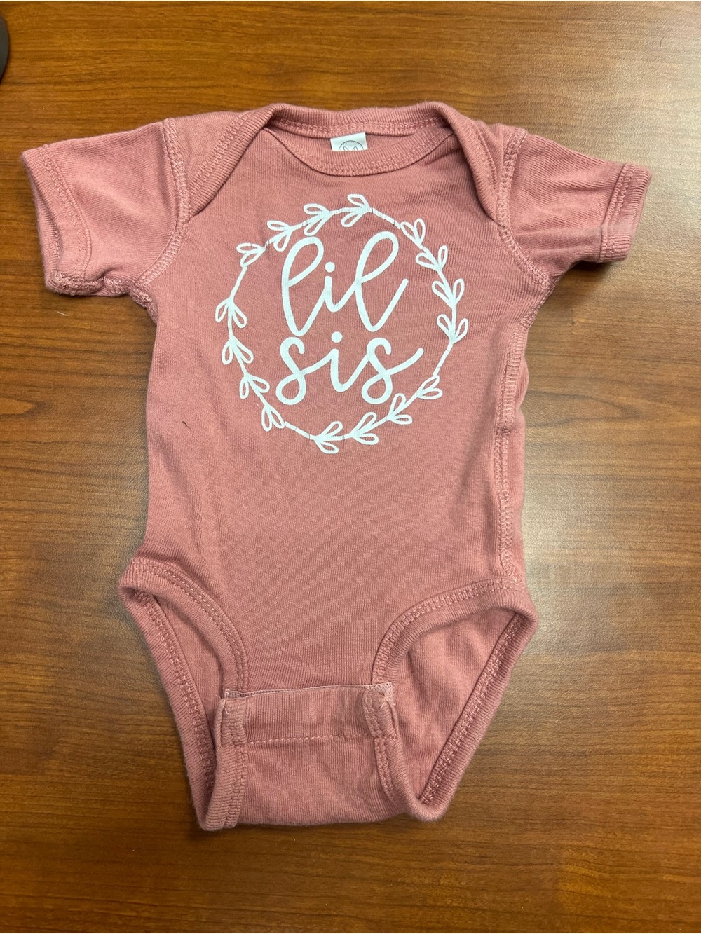 Lil Sis Rabbit Skins Short-Sleeve Baby Bodysuit in Rose Pink newborn